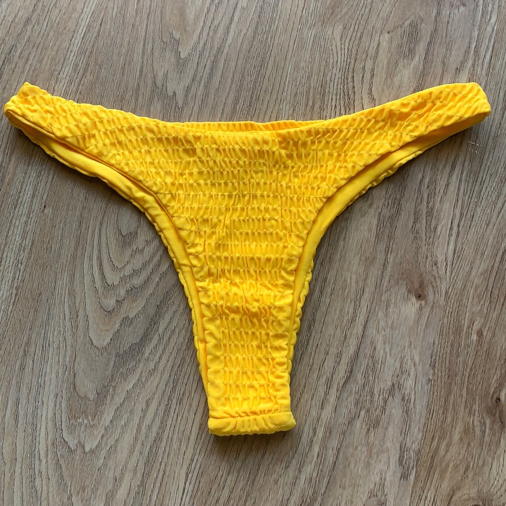 Shein NWOT Sunshine Yellow Textured HighCut Bikini